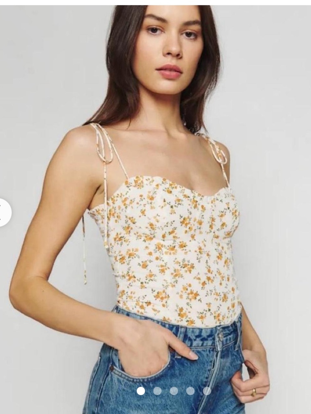 Reformation Novena 100% Linen Top Blouse Floral 0 Xs